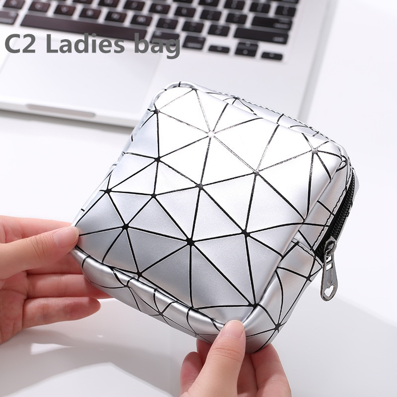 Neceser de PU con entramado de diamantes, organizador de viaje resistente al agua para mujer, estuche de útiles de maquillaje para damas, estuche de maquillaje: C2 Ladies bag
