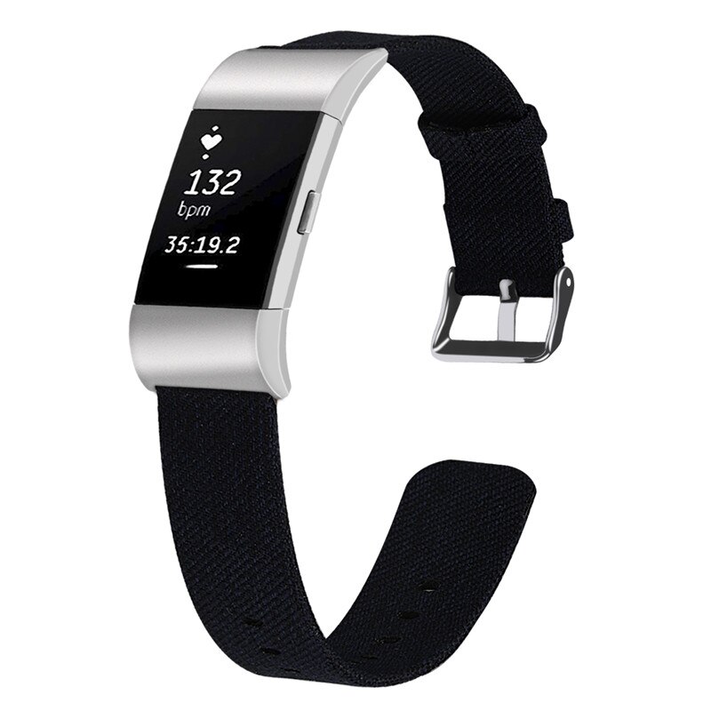 Klokkerem for fitbit charge 2 -rem canvas pustende erstatningsarmbånd for fitbit charge 2 correa fitbit watch 64002: 2 / Størrelse s
