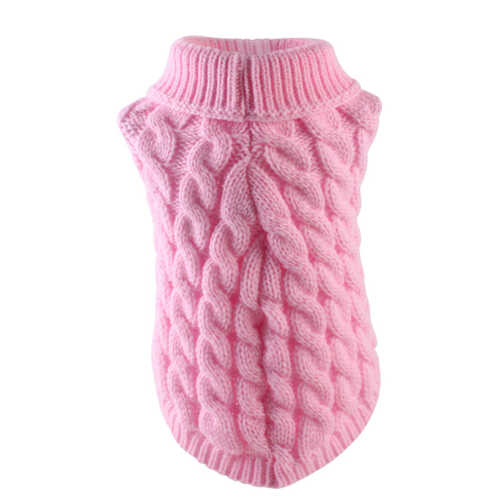 Klassischer, solider Chihuahua-Welpen-Hundepullover für kleine Hunde, warme Winterkleidung für Haustiere, Yorkshire Schnauzer-zur Seite fahren, Disfraz de Perro: L / Rosa