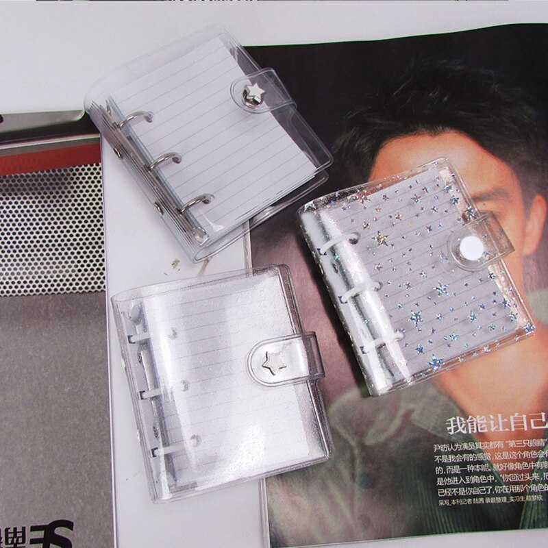 Transparent PVC 3 Hole Loose Leaf Binder Notebook Notepad Cover