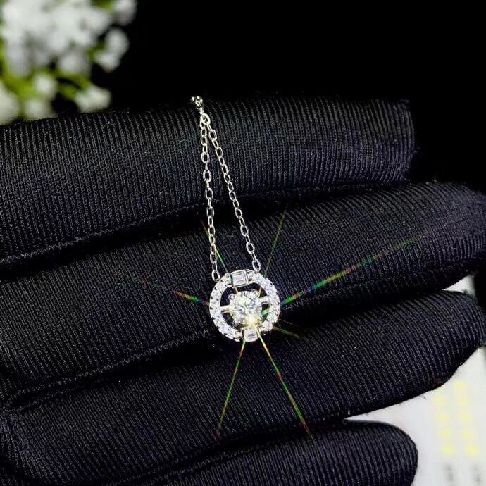 Glänzende moisanit-edelsteinkette, damen-silberkette, schmuck, 925 sterlingsilber-geburtstags- und jahresandenken