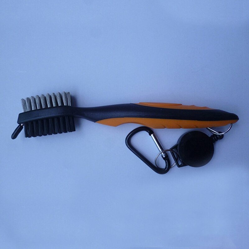 Brosse de nettoyage de Club de Golf Double face avec porte-clés pour Club de Golf avec outil de tyrolienne rétractable: OR