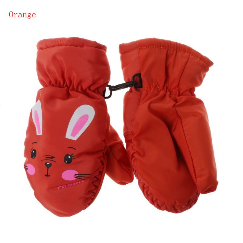 Guantes de invierno abrigados para niños a prueba de viento para niños niñas esquí ciclismo escalada exterior guantes impermeables: Orange