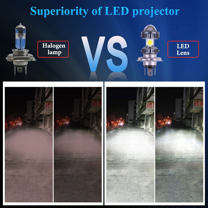 1Pc 12-80V Motorfiets Koplamp H4 Led BA20D Led Hoge Heldere Cob Hi Lo Lamp Scooter Auto accessoires Mistlampen 12V