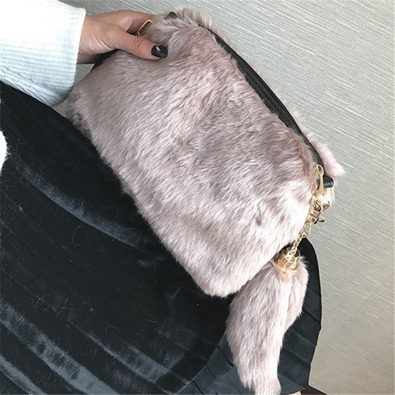 Weiche Warme Pelz Tasche Schulter Tasche Weibliche Leopard Weiblichen Beutel Große Plüsch Winter Handtasche Winter Umhängetasche
