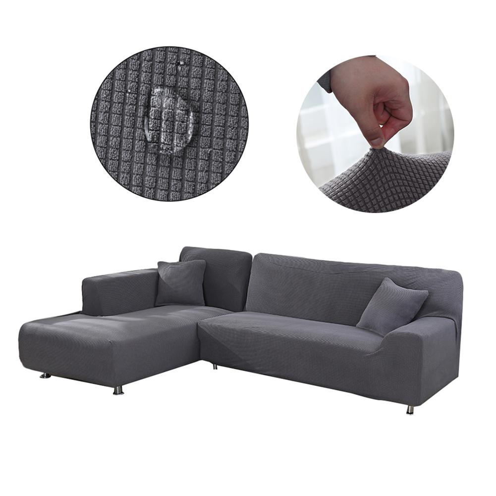 L-vormige bankhoes links chaise longue jacquard polyester stretchstof hoekbankhoes voor woonkamer waterdichte bankhoes
