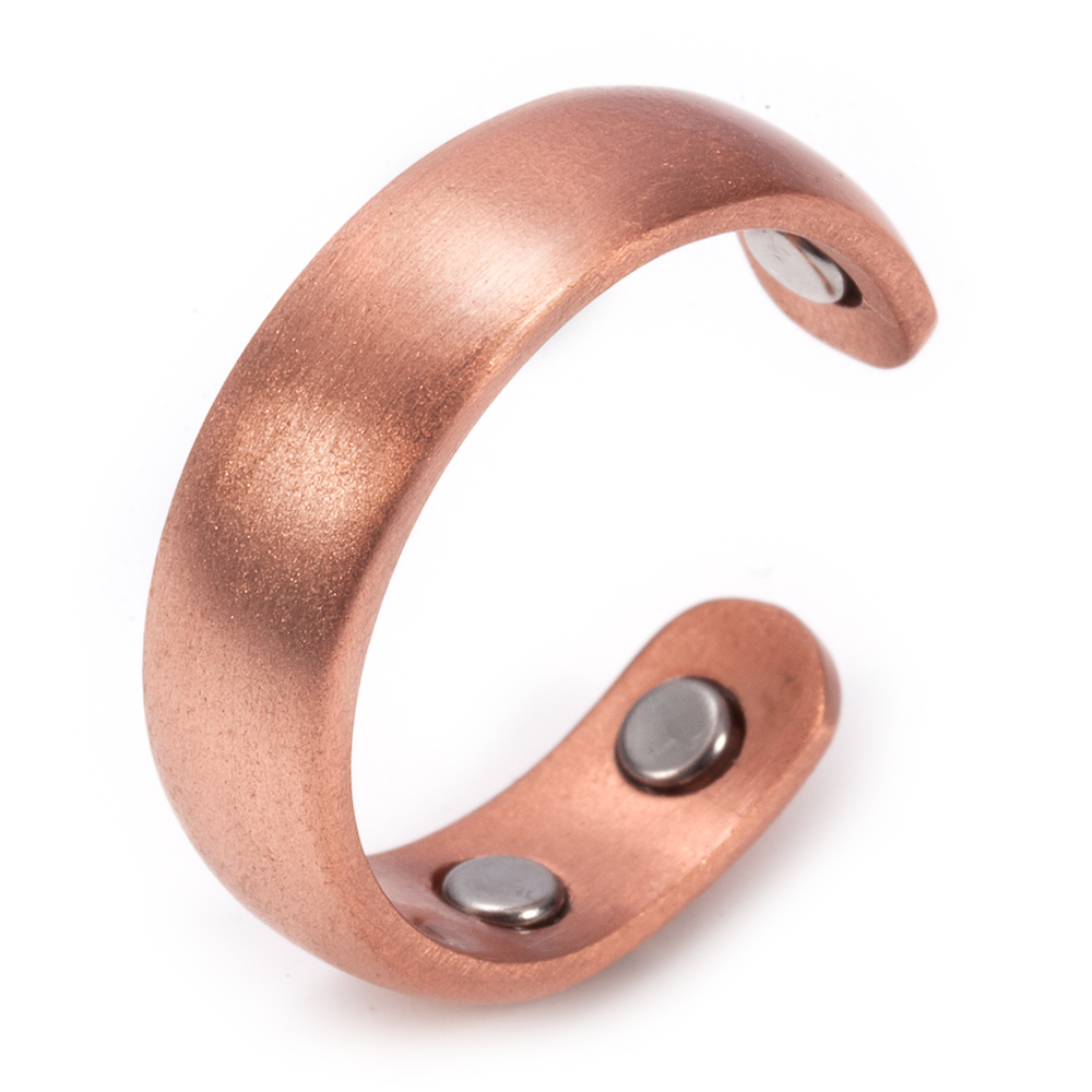 Anel de cobre puro magnético ajustável aberto manguito 6mm fosco vintage metal dedo jóias para homens mulheres alto ímã redimensionável: Branco
