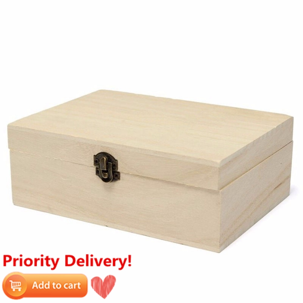 Natural Wooden Storage Box With Lid Golden Lock 7 Style Postcard Home Organizer Handmade Craft Jewelry Case Wooden Box Casket