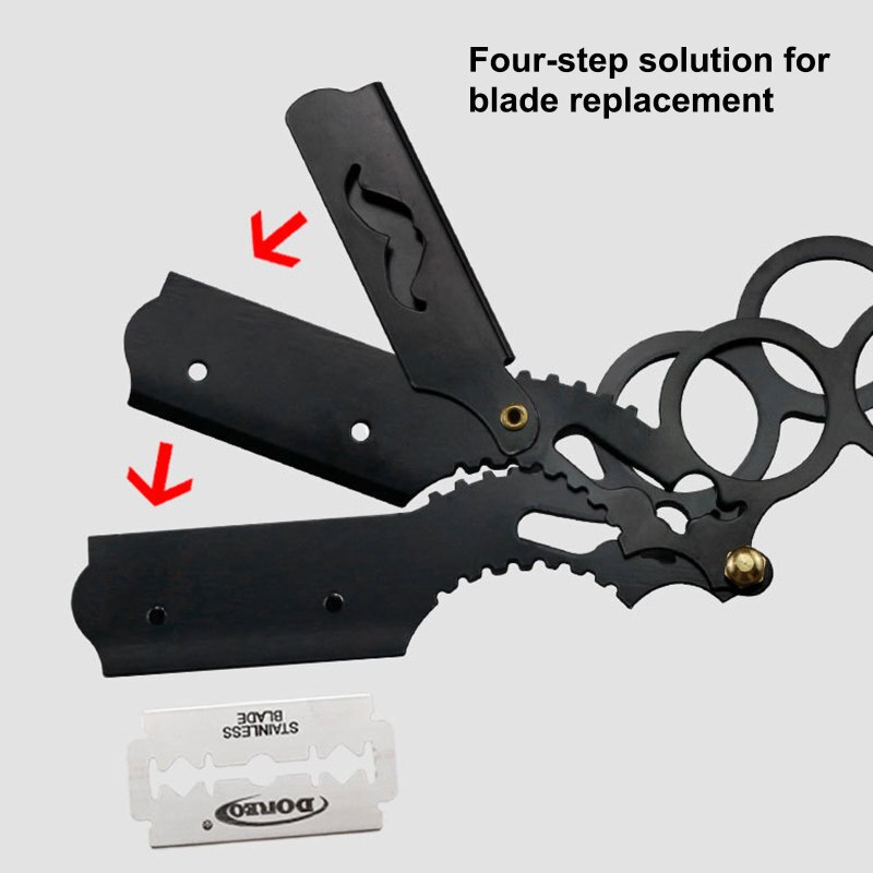 Barber Razor Haircut Beard Eyebrow Shaving Tool Manual Depilation Hairdresser Cutter Holder Oil Head Straight Edge Steel