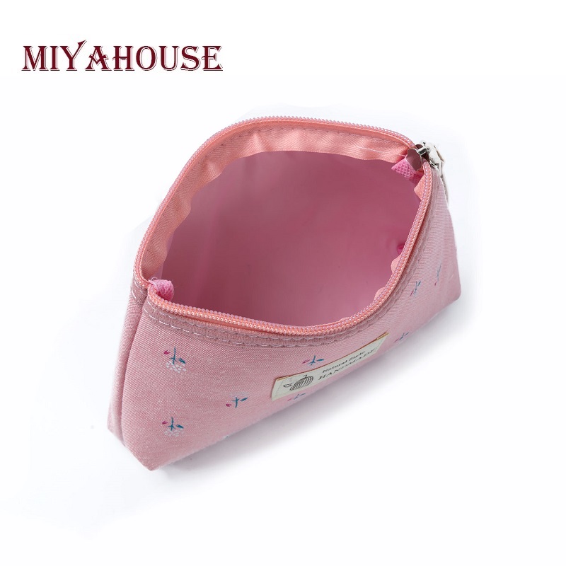 Miyahouse Canvas Kleine Bloemen Bedrukte Maken Up Vrouwelijke Mini Rits Cosmetische Tas Vrouwen Toilettas