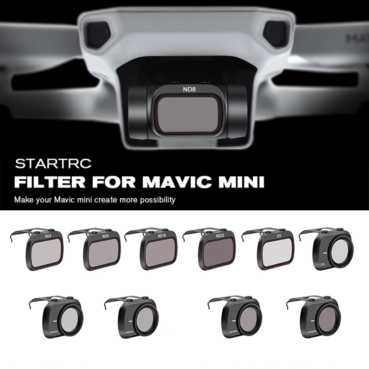 Startrc mavic mini linse  nd4/nd8/nd16/nd32/ mcuv / cpl sæt filter til mavic mini drone lens  nd8 nd16 nd32 nd64 pl tilbehørssæt