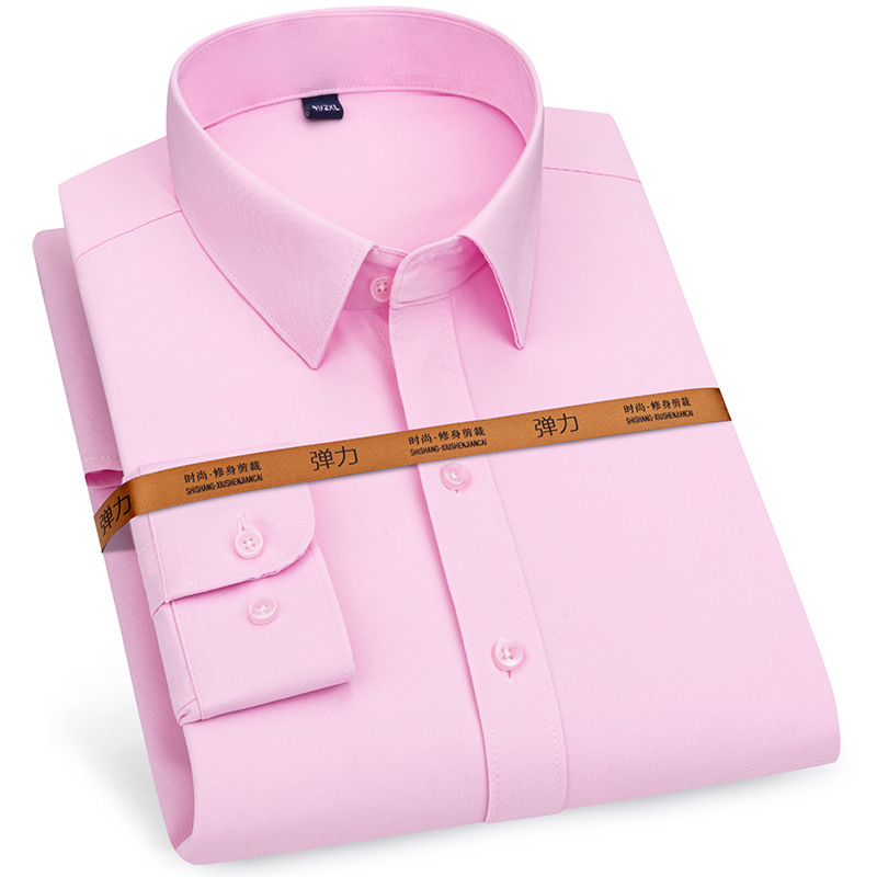 Nueva camisa resistente a las arrugas para hombre, vestido de manga larga, ajustado, sin planchar, ropa formal de negocios sociales, fácil de cuidar