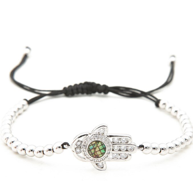Guld sølv micro pave cz cubic zirconia reb justeret kobber perler armbånd  k4 hånd charme flettet armringe kvinder: 2