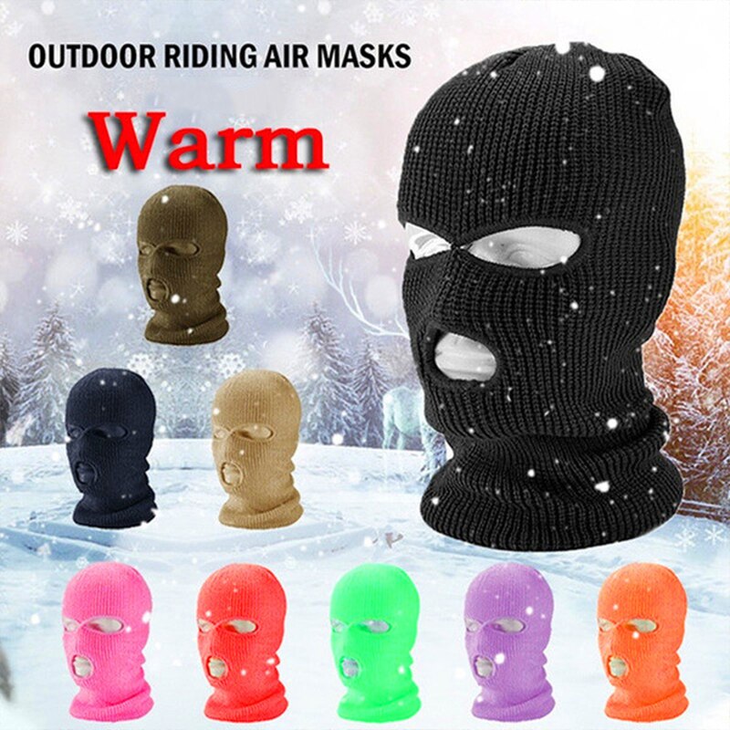 Frauen Ski Maske Männer Winter Warm Skifahren Radfahren 3 Loch Winddicht 3-Loch Gestrickte Sturmhauben Haube Kappe Volle gesicht Maske Im Freien