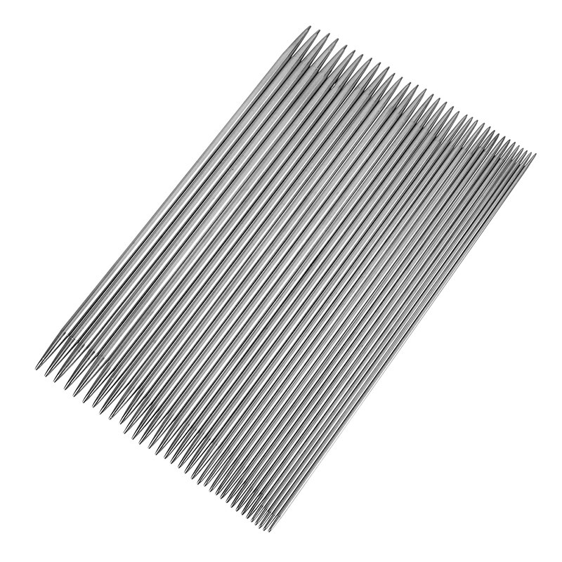 35 unidades/juego de agujas de tejer rectas, ganchos de ganchillo de acero inoxidable para DIY, herramientas de tejer, accesorios de costura de 20cm