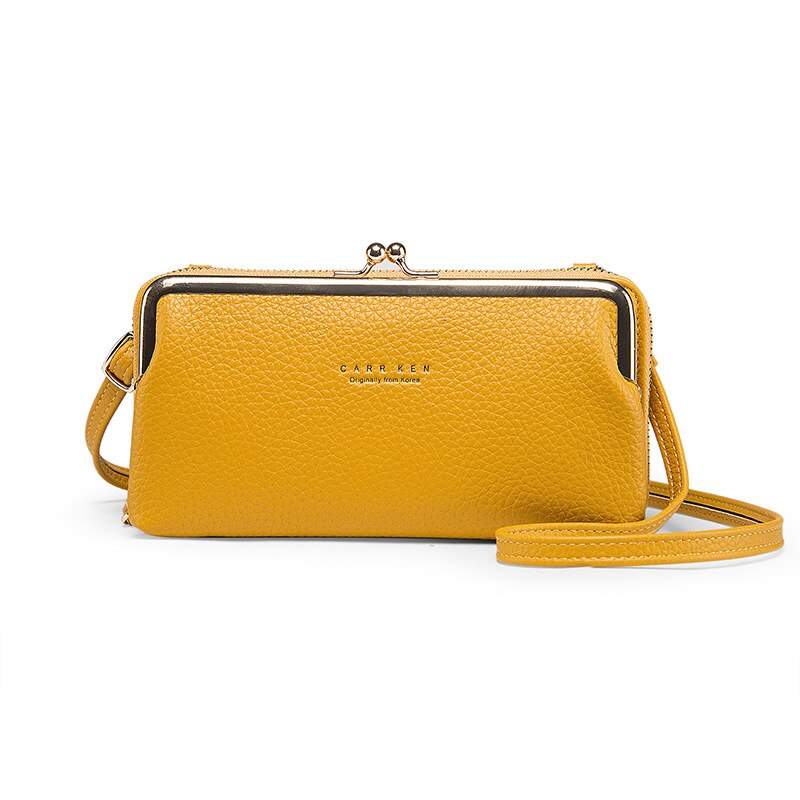 Soft PU Leather Crossbody Bags For Women Small Mini with Metal Handle Lady Shoulder Messenger Bag Handbags: C0042-YELLOW