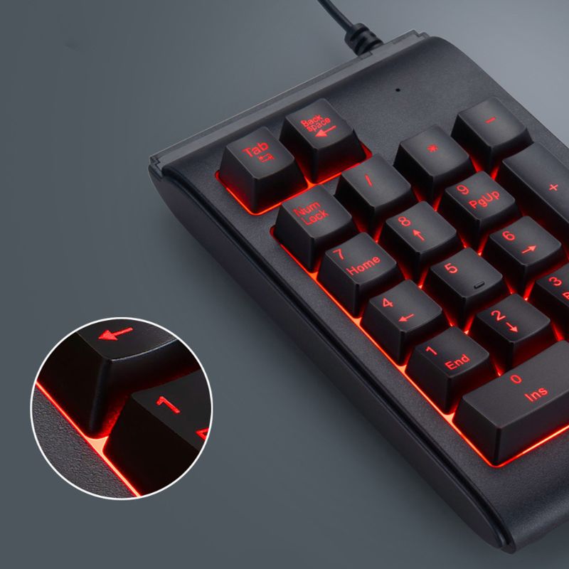 Drie kleuren rgb-achtergrondverlichting usb-bedraad toetsenbord waterdicht numeriek toetsenbord mini-numeriek toetsenbord multifunctionele digitale toetsen  r9ja