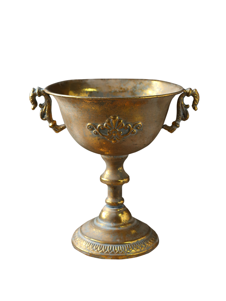Gylden årgang gammel smijern vase blomst sølv europeisk blomsterpotte beger klassiske blomster ornamenter