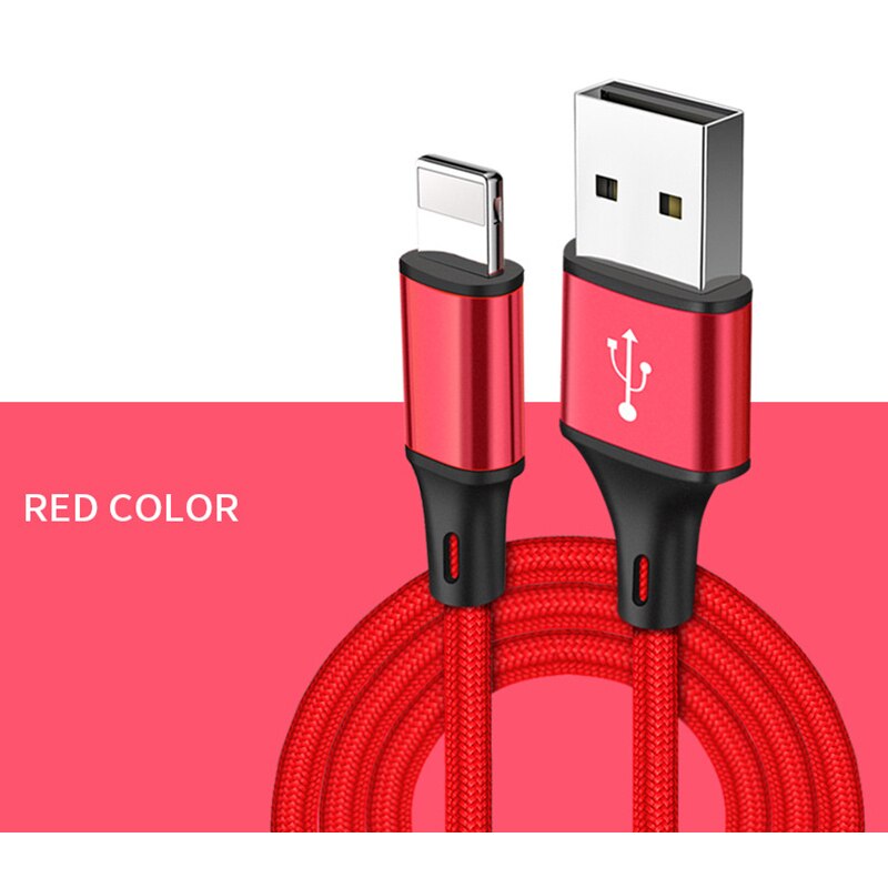 50cm 1m 2m 3m data usb lader hurtigkabel for iphone xs max x  xr 5 s 6s 6 7 8 pluss ipad mimi origin telefon kort lang ledning lading: Rød / 300cm
