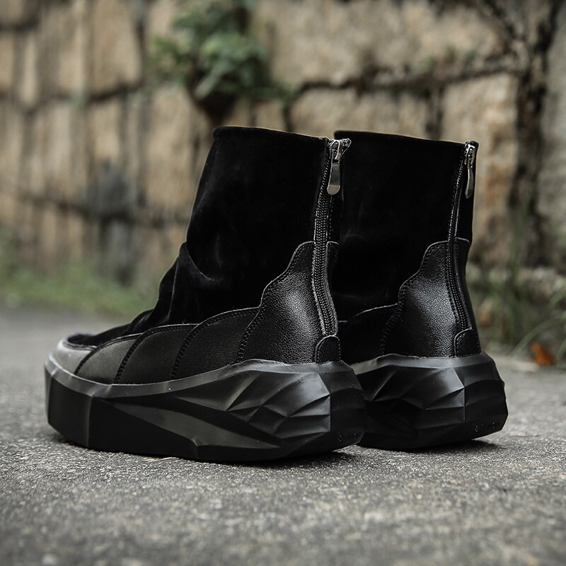 Hoge Top Platform Laarzen Mannen Rits Casual Schoenen Zwart Warme Slip Op Snowboots Mannen Comfortabele Winter Mannen Suède laarzen Botines