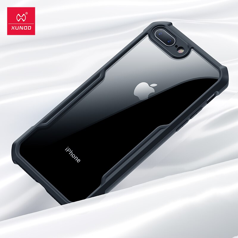 Voor Iphone 8 Case, Xundd Shockproof Case, Voor IPhone8 Plus Case, beschermende Transparante Bumper Airbag Gemonteerd Telefoon Cover Shell: For iPhone 8 / Black Clear / Case & Screen Protector