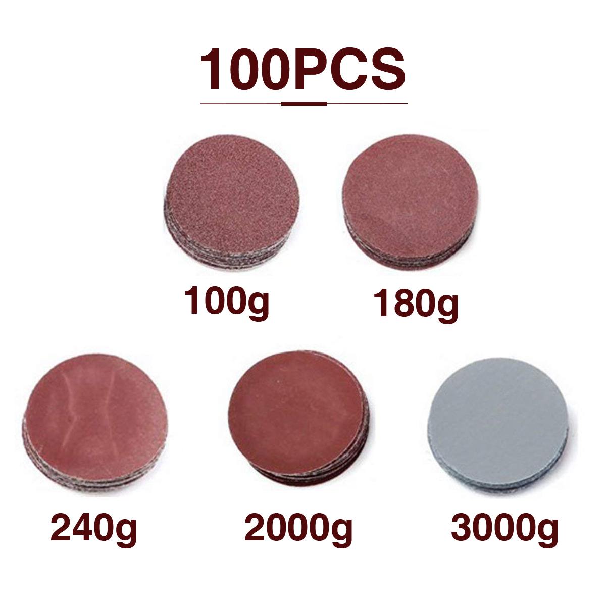 Papel de lija de 25mm/1 pulgada + 1 Uds. Placa de respaldo de bucle de gancho de 1 pulgada vástago de 1/8 pulgadas + 1 Uds. Almohadilla de lijado de bucle, abrasivos, pulido mixto, 100 Uds.