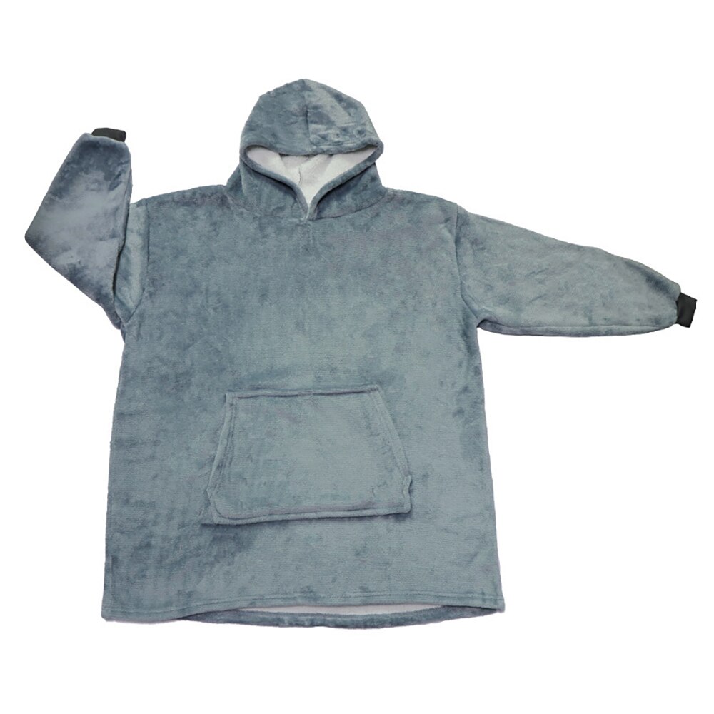Winter Sherpa Blanket With Sleeves Outdoor Hooded Pocket Blankets Warm Soft Hoodie Slant Robe Bathrobe Blanket Sweatshirt: 05