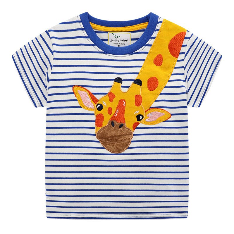Hoppe meter baby sommer t-shirts med dyr applikationer bomuld børnetøj børn t-shirts: T6554 dyr / 5t