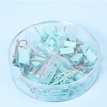 Coloffice Korean Metal Binder Clip Push Pin Paper Clip Set Color Students Business Stationery School Office Supplies: Sky Blue