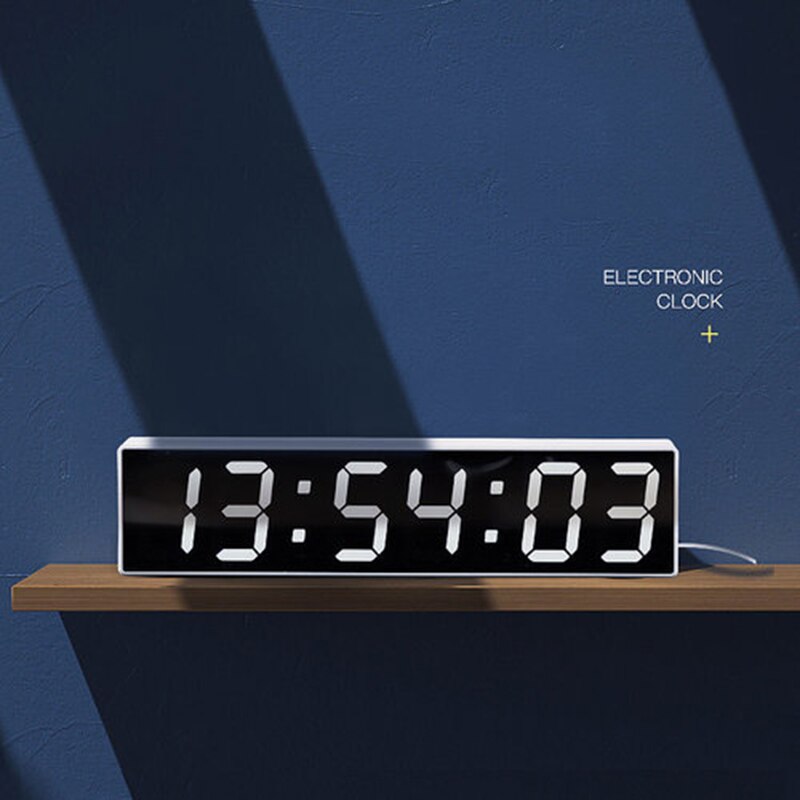Elektronisk skrivebord vækkeur enkelt kalender ur lysende vækkeur nordisk stil digital zegar led hjem indretning  dd60ac: Med alarm