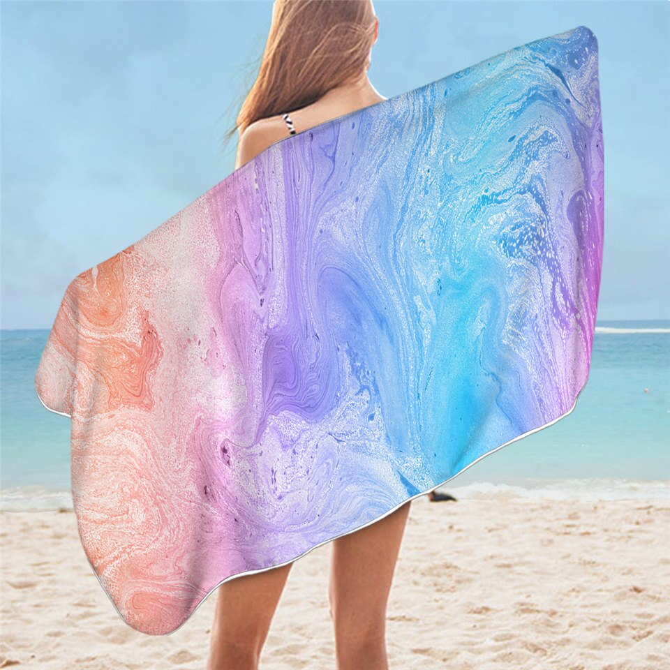 Beddingoutlet marmeren luxe badhanddoek regenboog microvezel strandlaken rotssteen trendy picknickmat 75 x 150 kleurrijke dunne deken: 6