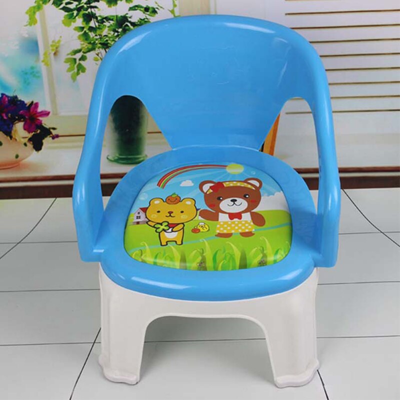 Børnehavebørn baby spisestol baby polstrede sæder tegneserie skridsikre aftagelige baby-talestole: Blå ingen plade