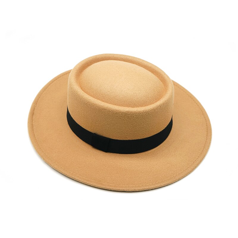 Vinter efterår sejler flad top hat til kvinder & #39 ;s mand bred skygge damer fedoras hat jazz cap klassisk bowler feminino gorra: 3