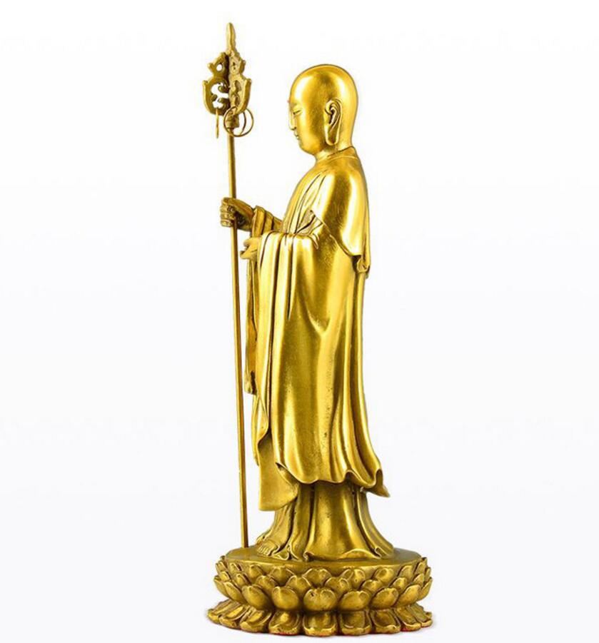 Estatua de cobre, estatua de bronce del rey tibetano, estatua de cobre puro de Buda Kaiguang Jiuhuashan, estatua de Bodhisattva tibetano
