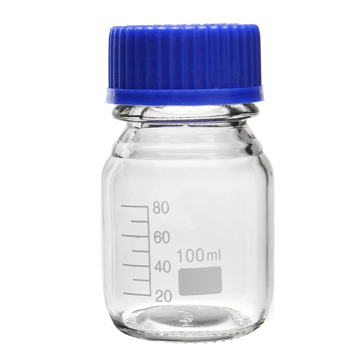 4 Pcs Glas Reagens Fles Met Blauwe Schroef Cover Cap 100 Ml Afstuderen Sample Flesjes Plastic Deksel Schoolbenodigdheden Lab apparatuur
