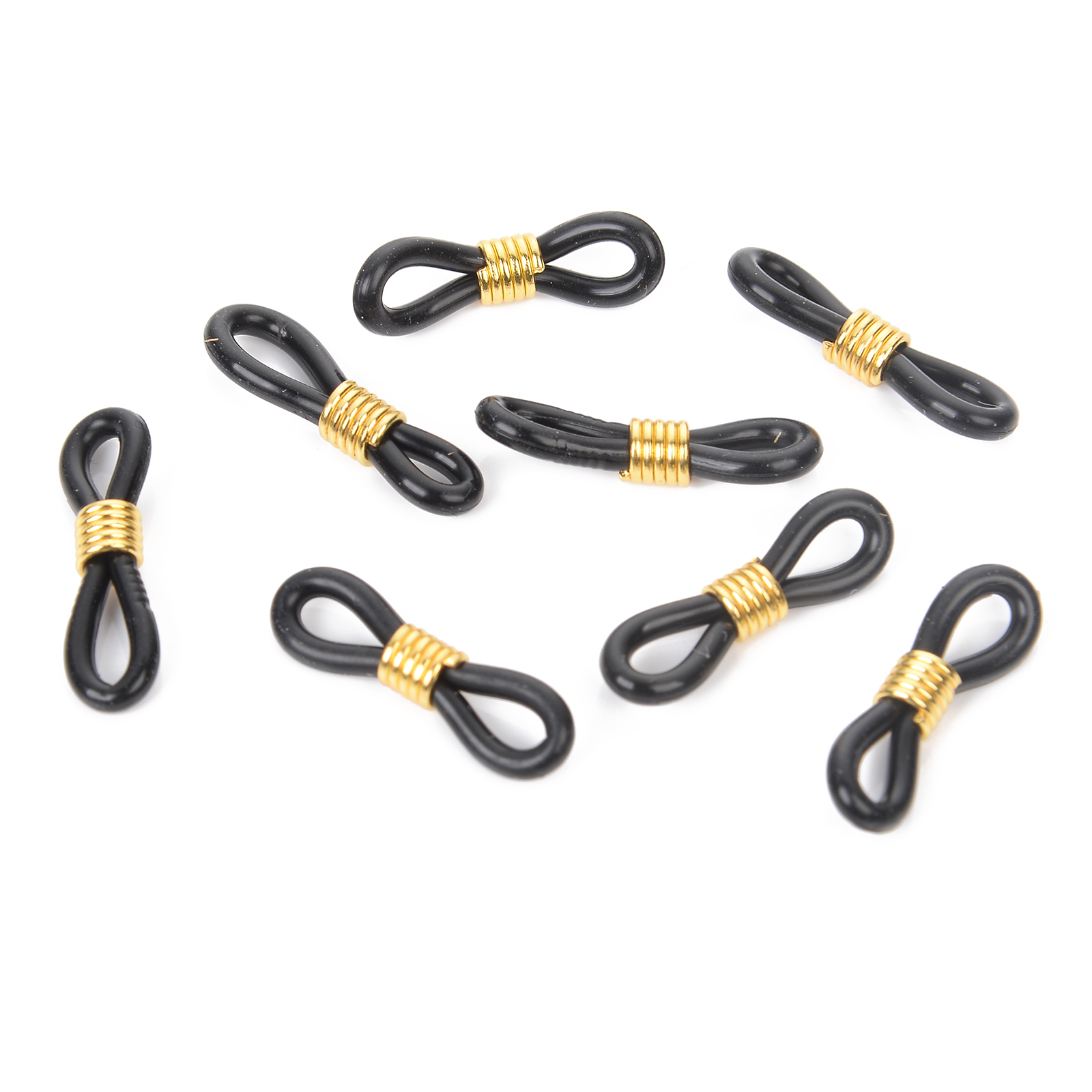 50 sztuk 22x11mm 18 kolory łańcuszek do okularów gumy silikonowej stop złota kołatka antypoślizgowe okulary okulary klamra DIY akcesoria: Black