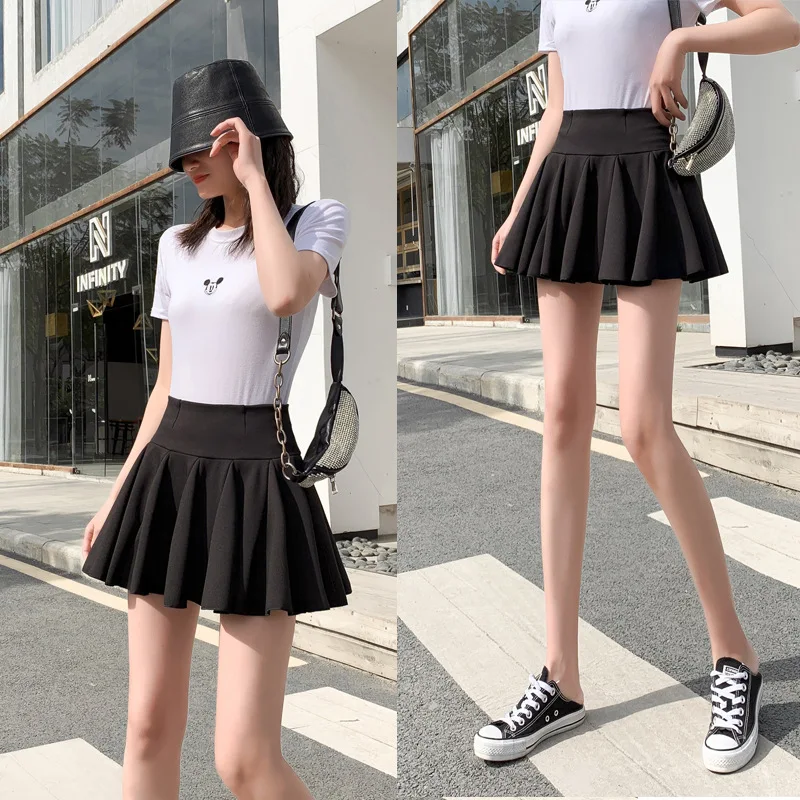 Korean Style Women's Pleated Skirt Mini High Waist Japanese Wardrobe Malfunction-proof Dancing Skater Skirt