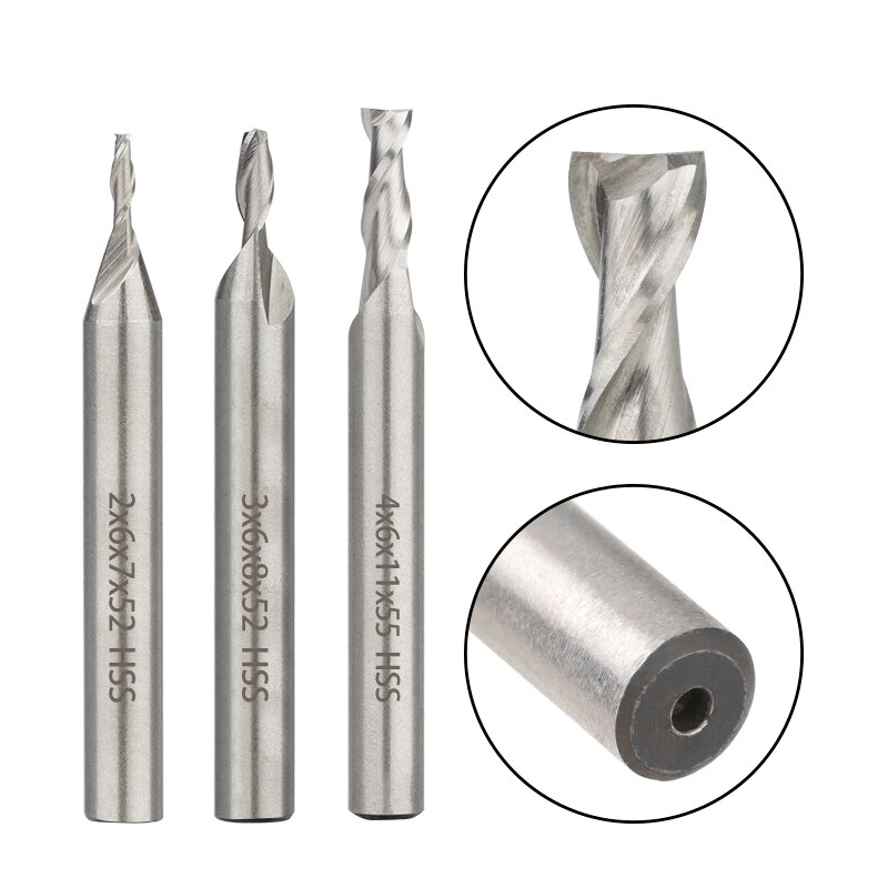 XCAN 2 Flute Milling Cutter 2-12mm HSS End Mill Aluminum Milling Tool CNC Router Bit