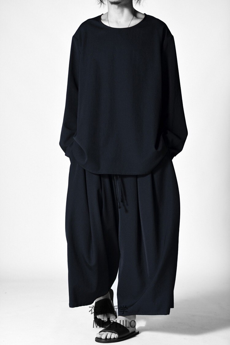Jupe-pantalon plissée à jambes larges pour homme, pantalon décontracté, ample: 4XL