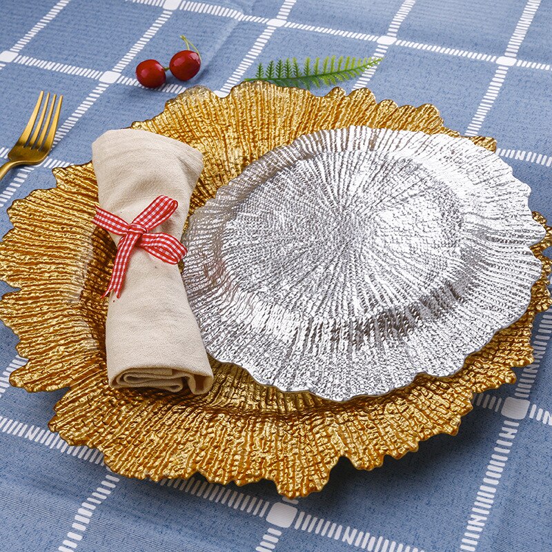 Vaso con forma de flor bandejas de almacenamiento plato de boda Treework Frutero de cristal vajilla dorada Decoración de cocina del hogar