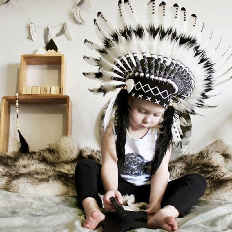 Pluma India tocado, Indio Nativo americano, almohada hecha a mano para bebé, cama de bebé, cuna con parachoques, decoración para , accesorios para fotos, Cosplay