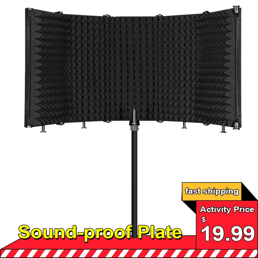 Foldable Adjustable Sound Absorbing Vocal Recording Panel Portable Acoustic Isolation Microphone Wind Screen Shield Sound-proof