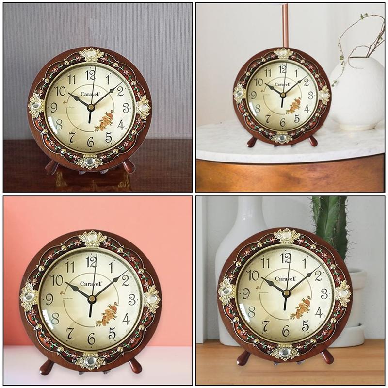 1Pc Creatieve Klok Decoratie Huishouden Desktop Klok Houten Klok Ornament Home Decoratieve Klok