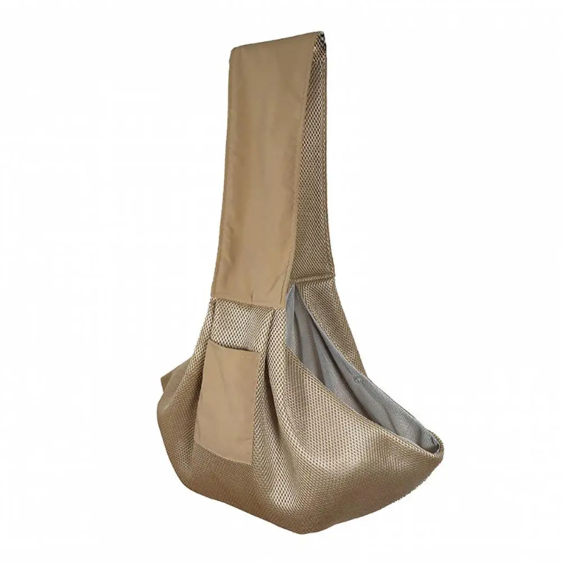 Hondendraagdoek Ergonomische handvrije draagdoek voor kleine honden en katten Ademend gaas met opbergvak Premium huisdierdraagtas: Khaki