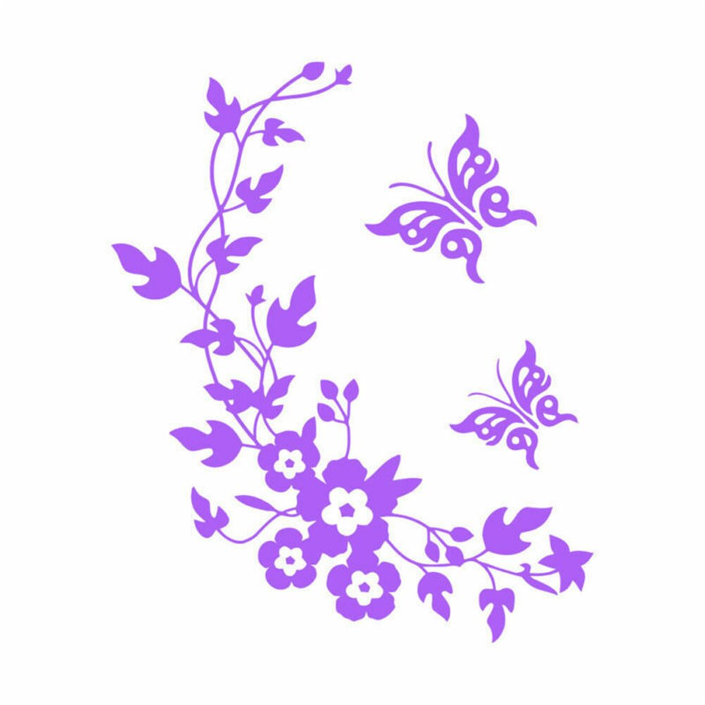 Mariposa flor asiento de inodoro PVC baño extraíble pegatina de pared decoración inteligente: Morado