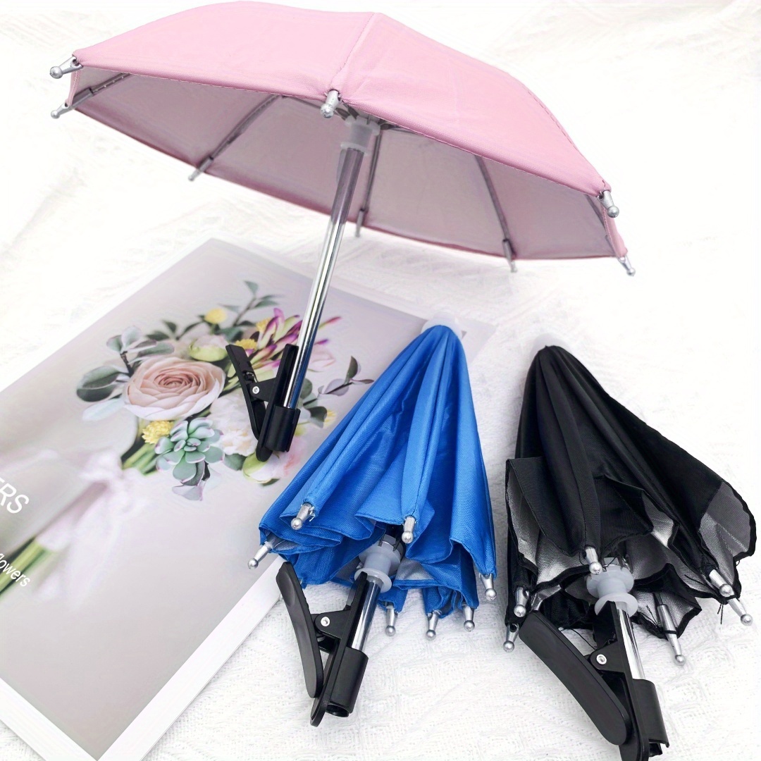 Soporte de paraguas para teléfono móvil de acero inoxidable con Clip para parasol, Mini soporte para teléfono con paraguas, soporte