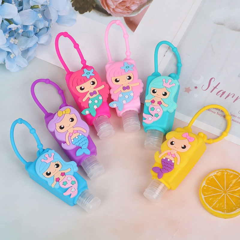 Antibacterial, de sirena, baño, Baby Shower, Sirena de silicona, desinfectante de manos, soporte para botella, decoraciones para de cumpleaños, recuerdos