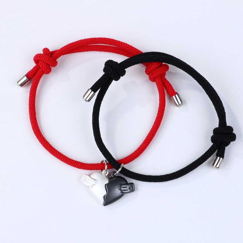 2 Teile/satz Herz Anhänger Magnetische Armbinde Für Frauen Männer Gepaart LGBT Regenbogen Knoten Seil Paar Armbinde Machen Wünschen Karte Schmuck: BR21Y0295