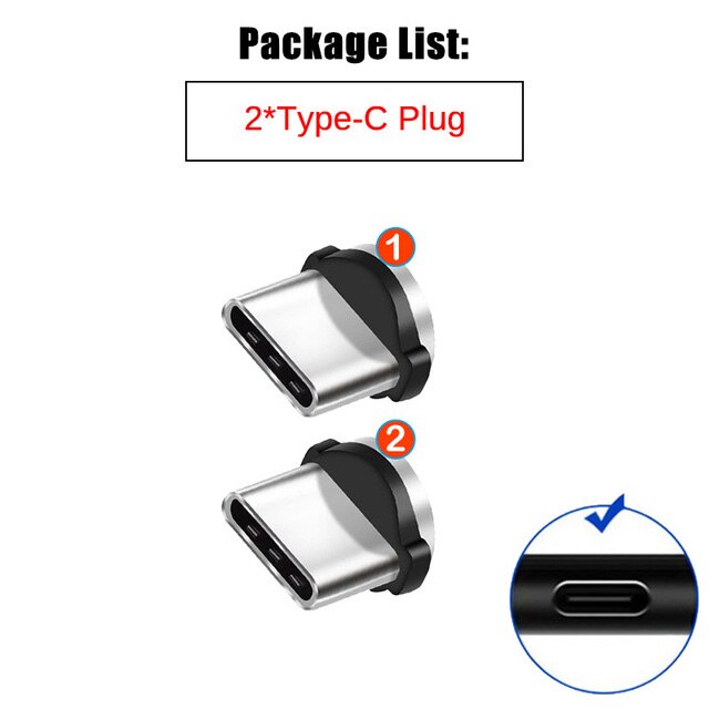 Round Magnetic Charging Cable Adapter for Samsung Galaxy A20 A30 A40 A50 A60 A70 A80 A90 S A31 A51 A71 M40 Micro USB Type C Plug: 2Pcs Type-C Plug