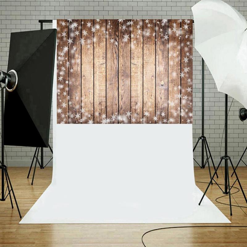 Houten Plank Snowflake Print Fotografie Achtergrond Doek Achtergrond Foto Decor